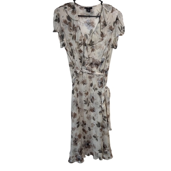 JBS Dresses & Skirts - JBS Floral Tie Dress Midi Size 14 Sheer Ruffle Flowy Cottagecore Whimsical 90s